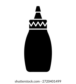Silhueta preta de um frasco de aperto plástico para condimentos ou cola, ícone vetor limpo isolado no fundo branco