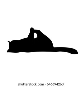 BLack silhouette of playing cat