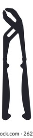 Black silhouette of pliers gripping something invisible, isolated on a white background, representing construction, repair, and manual work