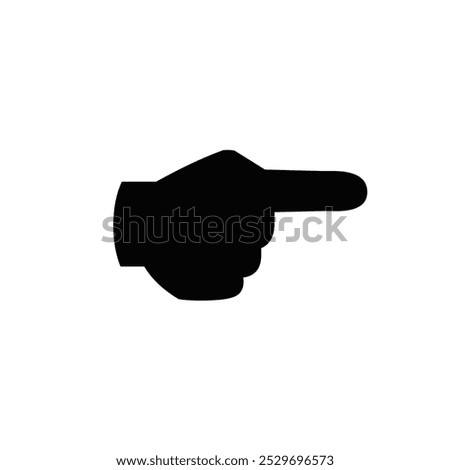 Black silhouette of a pointing hand right.