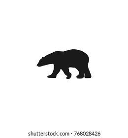 Black silhouette of polar bear. vector flat icon isolated on white background. north winter symbol. 