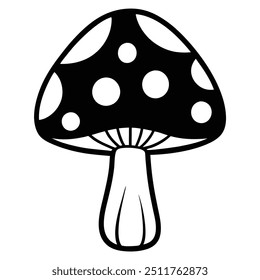 Black Silhouette of a Polka-Dotted Mushroom