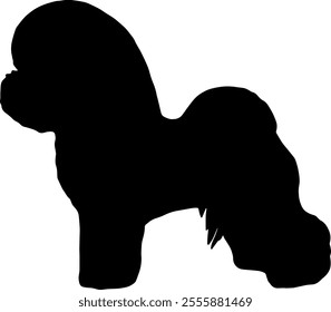 Black silhouette of a poodle dog isolated on a transparent background. Flat vector illustration