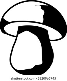 Black Silhouette Portobello Mushroom Vector Illustration
