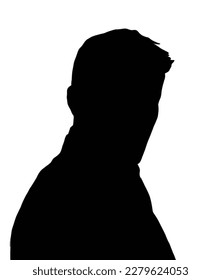 black silhouette portrait of a man's face on a white background