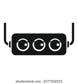 Black silhouette of a power strip with multiple outlets, providing a convenient way to connect and power various electrical devices