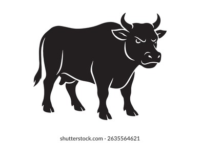 Black silhouette of a powerful bull.