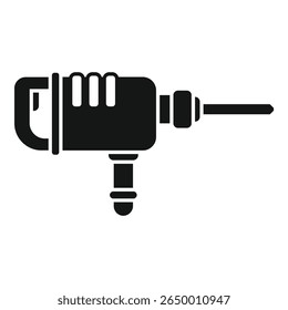 Black silhouette of a powerful jackhammer, a tool commonly used in construction for demolition tasks