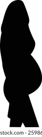 Black Silhouette of Pregnant Woman. Isolated on a White Background.