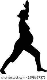 Black Silhouette of Pregnant Woman. Isolated on a White Background.