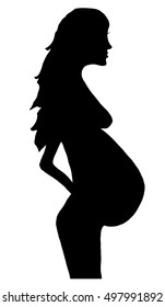 Black silhouette of pregnant woman. Vector illustration.

