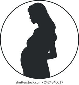 black silhouette of a pregnant woman without background