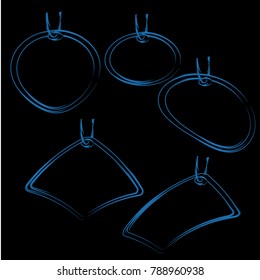 black silhouette price label sticker tag with blue outline design vector