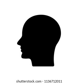 black silhouette of the profile of the human head. flat vector illustration isolated on white background - Shutterstock ID 1136712011
