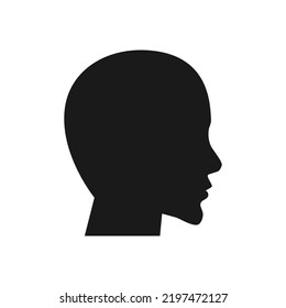 black silhouette of the profile of the human head. flat vector illustration isolated on white background