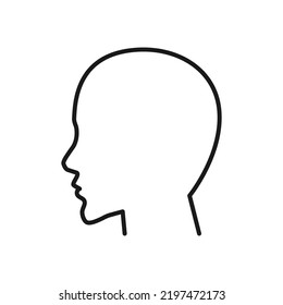 black silhouette of the profile of the human head. flat vector illustration isolated on white background