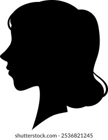 Perfil de silhueta preta de uma mulher virada para a esquerda, isolado em um fundo branco