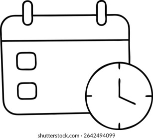Black silhouette progress bar and calendar icon design for productivity tools with transparency