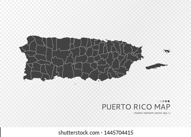 Black silhouette of Puerto Rico map on transparent background. EPS10 vector file organized in layers for easy editing.