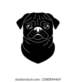 Black silhouette of a pug. Perfect for cutting on a laser printer.