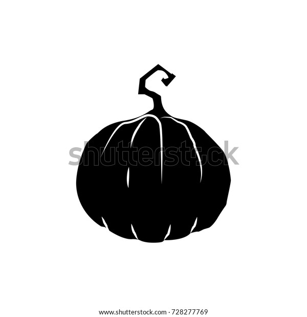 Black Silhouette Pumpkin Isolated On White Stock Vector Royalty Free 728277769