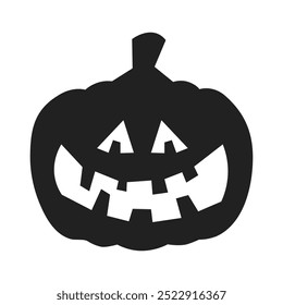 Black silhouette of pumpkin on transparent background. Halloween. Vector illustration