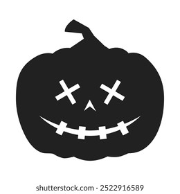 Black silhouette of pumpkin on transparent background. Halloween. Vector illustration
