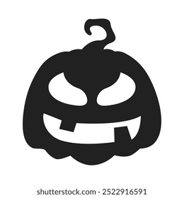 Black silhouette of pumpkin on transparent background. Halloween. Vector illustration