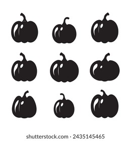 Un conjunto de calabaza de silueta negra
