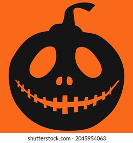 Black silhouette of pumpkin. Vector black jack-o-lantern.
