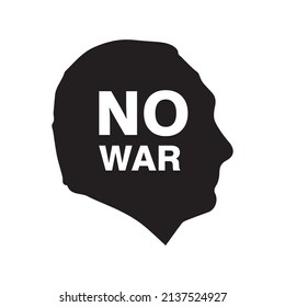 black silhouette of putin head with text no war on white background war in ukraine, vector illustration
 