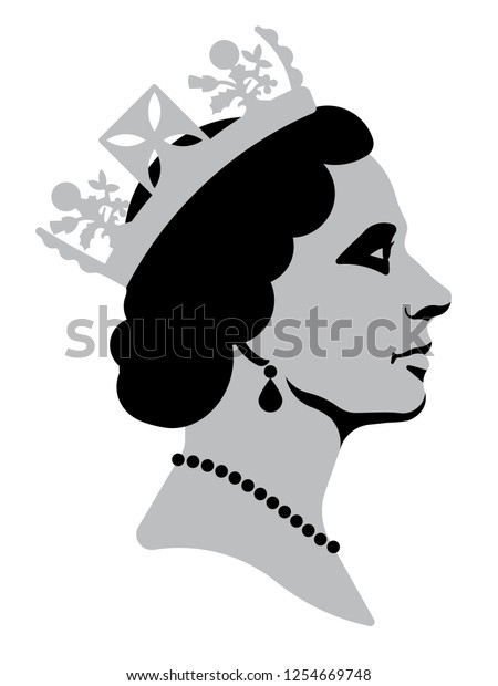 Black Silhouette Queen Elizabeth Traditional Image Stock Vector ...