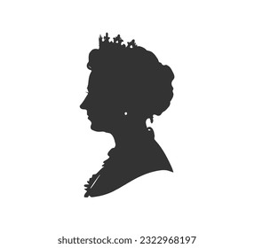 Black silhouette of Queen Elizabeth. Vector illustration desing. svg