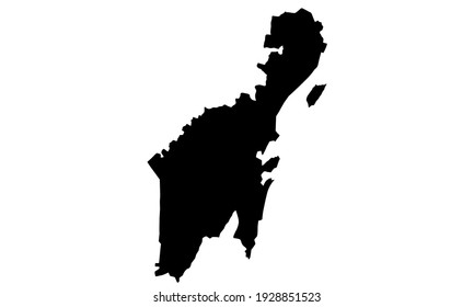 black silhouette of Quintana Roo country map in Mexico on white background