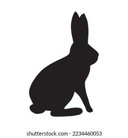 Black silhouette rabbit cute chinese new year on white background. Hand drawn adorable Noel isolated on white background. Vector illustration