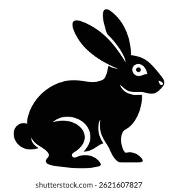 black silhouette of a rabbit icon.
