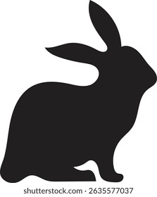 Black Silhouette Rabbit Icon for Nature Design