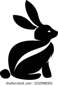 Black Silhouette Rabbit Illustration can be used for logo