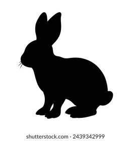 black silhouette of a rabbit on white