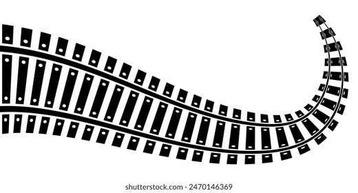 Black silhouette of a railroad on a white background
