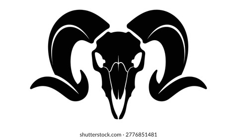 Black silhouette of a ram skull