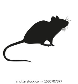 The black silhouette of a rat isolated on a white background. Vectorillustration
