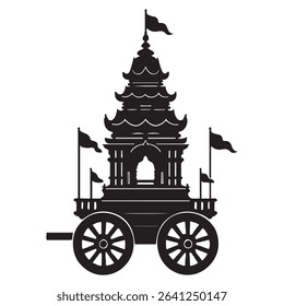 a black silhouette of Rath Yatra Chariot