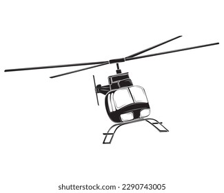 Black silhouette Realistic Helicopter isolated on white background. Vector illustration