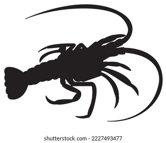 Black silhouette of a realistic lobster. Seafood shop logo, signboard, restaurant menu, fish market, banner, poster design template. fresh seafood. vector illustration.