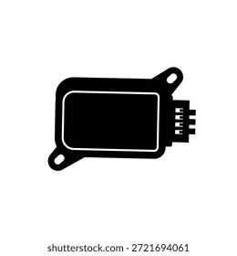 Black silhouette of a rectangular electronic control unit with mounting holes and a connector.