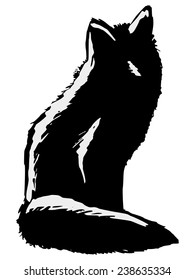 black silhouette of red fox
