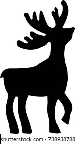 Black silhouette of reindeer - cartoon style