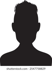 Black silhouette representing a bust and head with trendy hairstyle, conveying concepts of anonymity, identity, and personal style