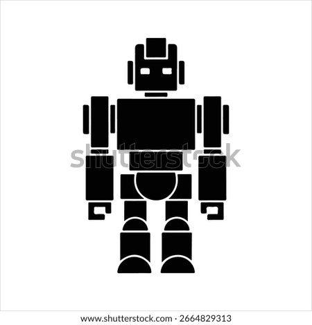 Black silhouette of a retro-style robot with square body parts android automaton